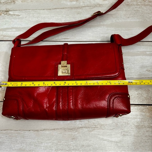 Eileen West Red Shoulder Bag Brass Hardware Coin Purse Vintage Vibe Classic Rich - Picture 14 of 16